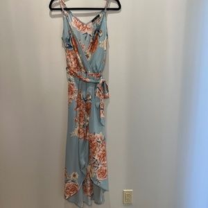 Blue floral high low dress
